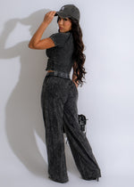 Happy Madness Ribbed Legging Set Black featuring comfortable and stylish ribbed design for a flattering fit