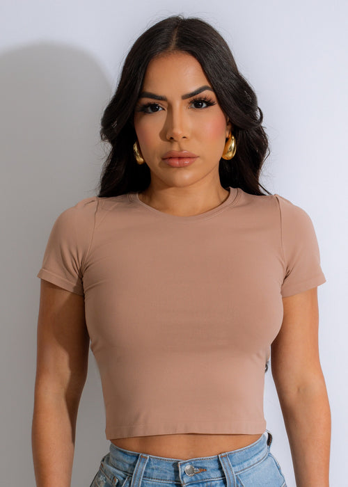 Not Available To You Crop Top Nude - stylish and fitted top