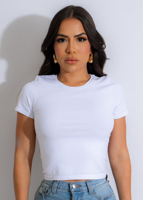 White crop top with 'Not Available To You' text, perfect for a trendy and bold look