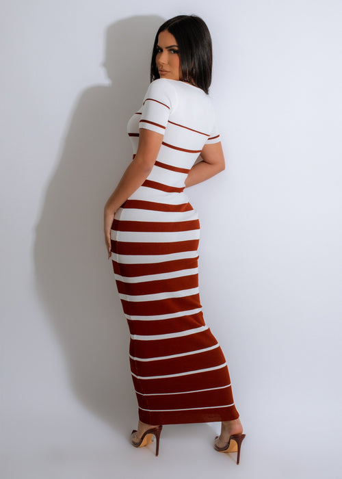 In Harmony Midi Dress Brown, a versatile and stylish dress designed with a flattering silhouette and comfortable fit, ideal for all body types
