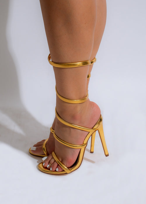 Stylish and glamorous gold metallic heels for a stunning and luxurious look