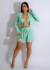 Classy Girl Silk Short Set in Green, perfect for lounging