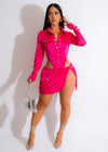 Feeling Me Satin Mini Dress Pink in a soft and feminine shade, perfect for a night out or special event