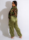 Fashionable and functional Always Slaying Sating Cargo Jogger Green outfit
