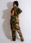  Model wearing Code Of Honor Camo Cargo Pants, showcasing the modern and trendy design with a relaxed fit