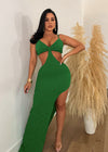 Stylish and comfortable Work On It Popcorn Maxi Dress in vibrant green color