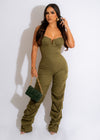 Beautiful green cargo jumpsuit with a comfortable and stylish design