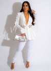 White blazer with a relaxed fit and crushed texture detail