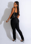 Black ruched legging set with flattering ruching detail for a stylish look