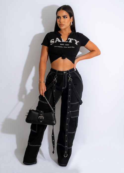 Bring The Fun Cargo Pants Black - Comfortable and stylish cargo pants for a trendy and casual look