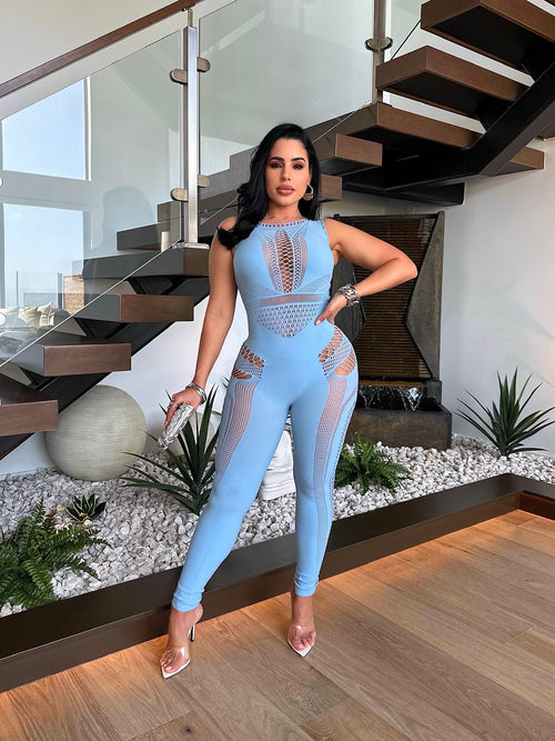 Blue Blessed Body Jumpsuit with form-fitting design and comfortable fabric