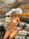 White rhinestone-encrusted bikini with sparkling embellishments for statement-making style
