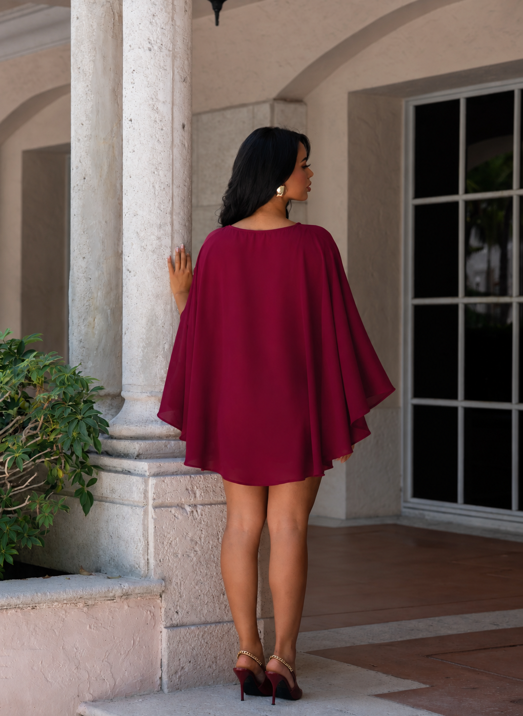 Champagne Promises Satin Sequin Skirt Set Red