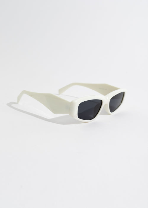 Trendy white oval sunglasses with sleek design and comfortable fit