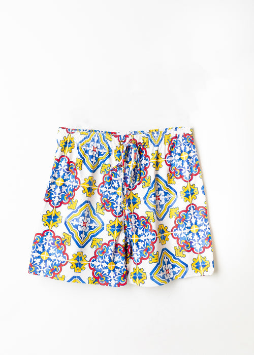 Men's Spanish Tile Patterned Shorts - Comfortable and Stylish Summer Fashion
