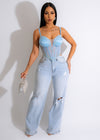 Let's Talk About Bustier Top Blue - A beautiful blue bustier top with a sweetheart neckline and lace detailing 