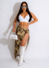 Ride Or Die Camo Skirt in green and brown camouflage print