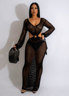 Full length black maxi dress with halter neckline and side slit 
