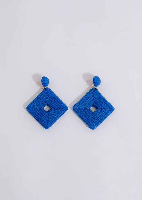 Handcrafted sterling silver drop earrings in a stunning shade of blue