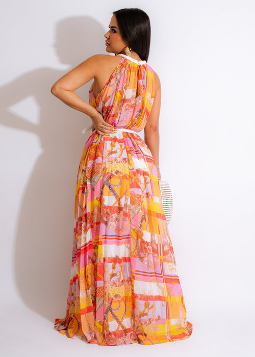 Flowy and elegant Never A Dull Moment Maxi Dress in bold and colorful design, ideal for beach vacations and outdoor gatherings