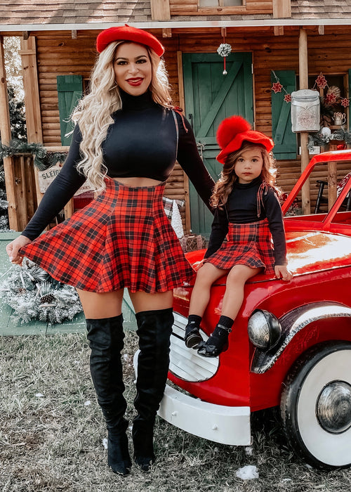  Cute and stylish Santa's Little Helper Kids Skirt Set featuring a flared skirt, striped top, and matching hat for girls ages 3-8