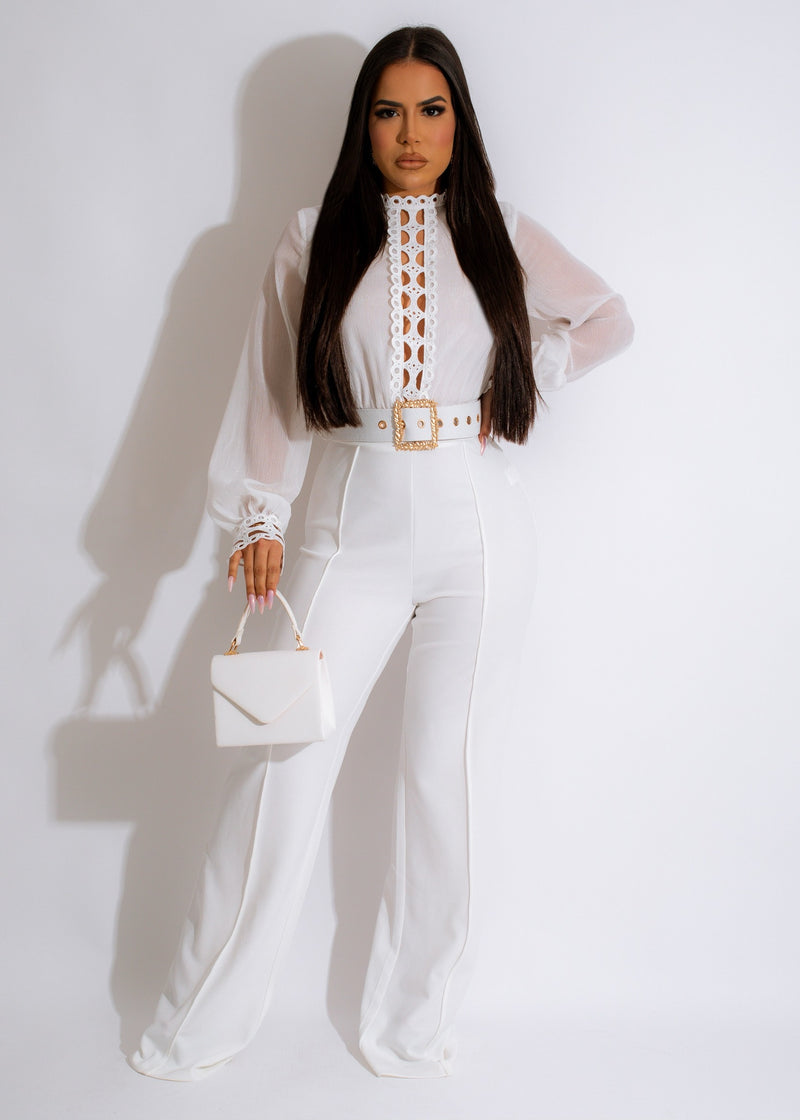 Stunning white Leaving Tonight Jumpsuit with elegant design and flattering fit