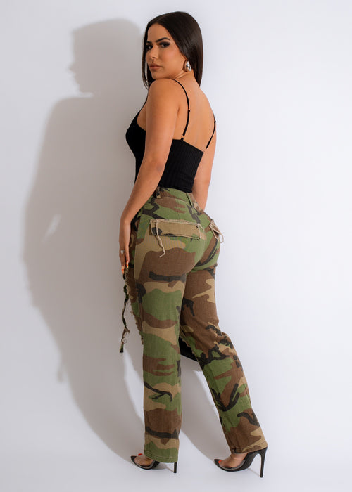  Fashionable Metro Chic Camo Pant in grey with adjustable waistband and ankle zippers