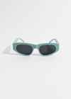 Stylish and trendy oval sunglasses in green with UV protection for eye safety