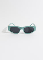 Stylish and trendy oval sunglasses in green with UV protection for eye safety