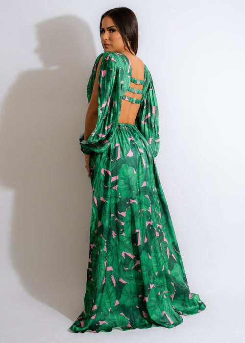  Flowy and feminine Garden Goddess Maxi Dress with adjustable tie straps and flattering empire waistline