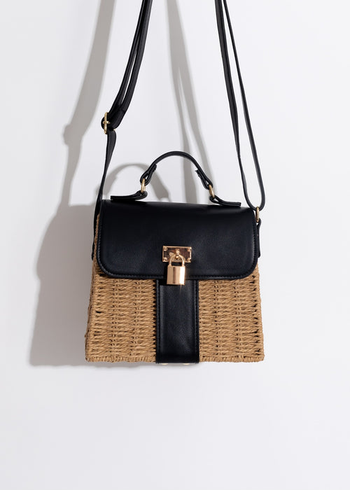 Picnic Day Crossbody Bag Black with adjustable straps and multiple pockets