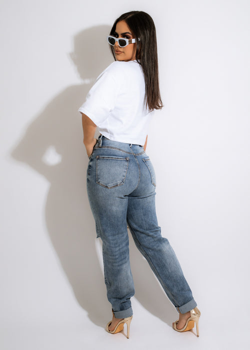 High-rise Good To You Jeans in light wash with a straight leg fit