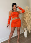 Beautiful orange skirt set with a matching top, perfect for making dreams come true