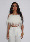 Eden Illusion Feather Crop Top White