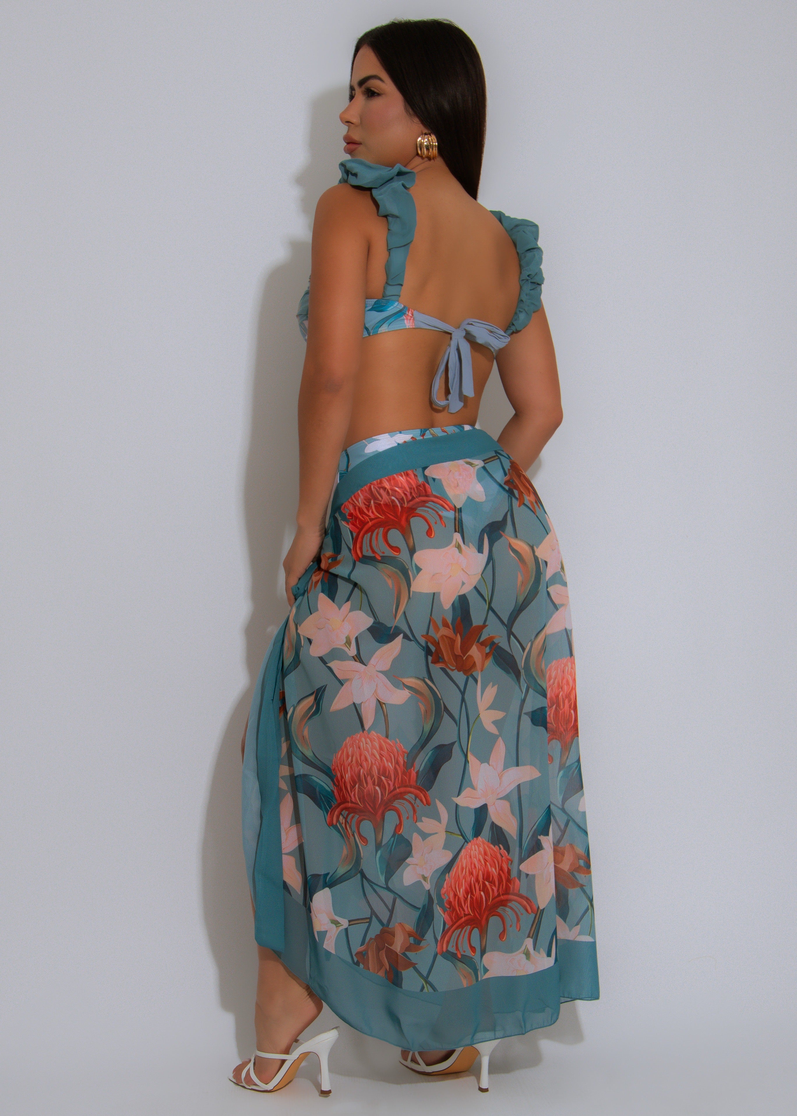 Island Bloom Floral Bikini Set Blue