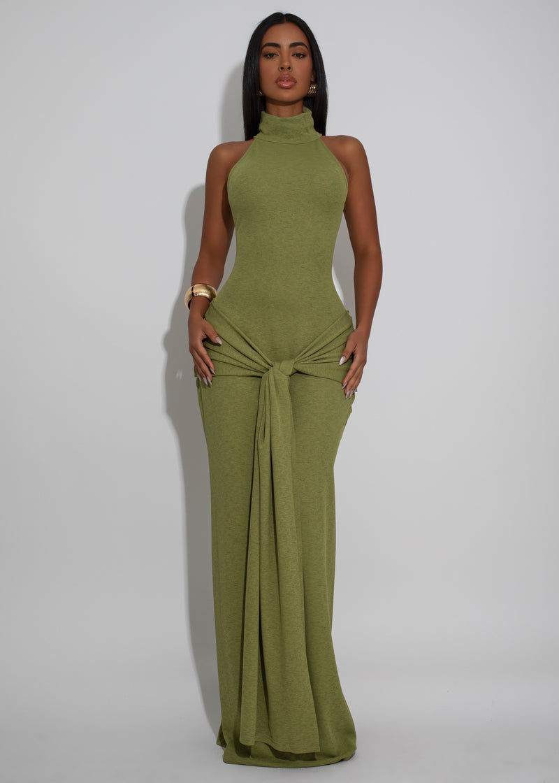 Soft Rhythm Ruched Maxi Dress Green