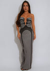 Linear Attraction Stripes Ruched Maxi Dress Black