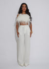 Eden Illusion Feather Crop Top White