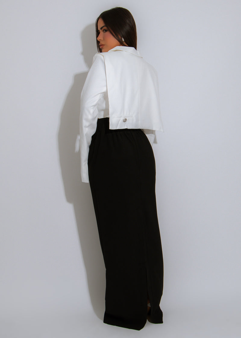 Luxe Line Skirt Set White