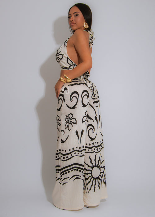 Abstract Elegance Pant Set Nude