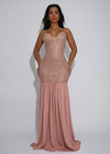 Petal Sequence Glitter Maxi Dress Pink