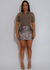 Cozy Spark Sequin Skirt Set Grey