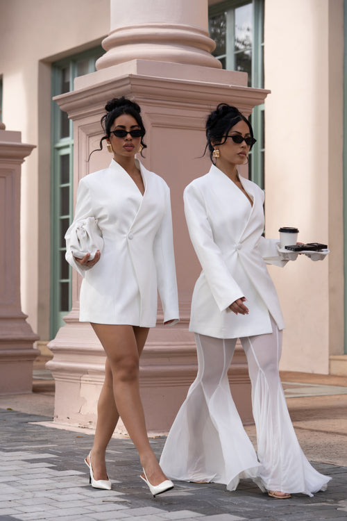 Luxe Layers Mesh Pant Set White