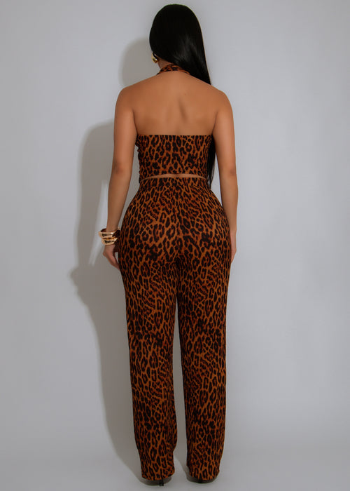 Like A Princess Leopard Pant Set Brown