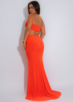 Sol Spiral Ruched Skirt Set Orange