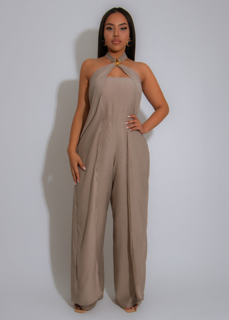 Moonlit Breeze Jumpsuit Brown
