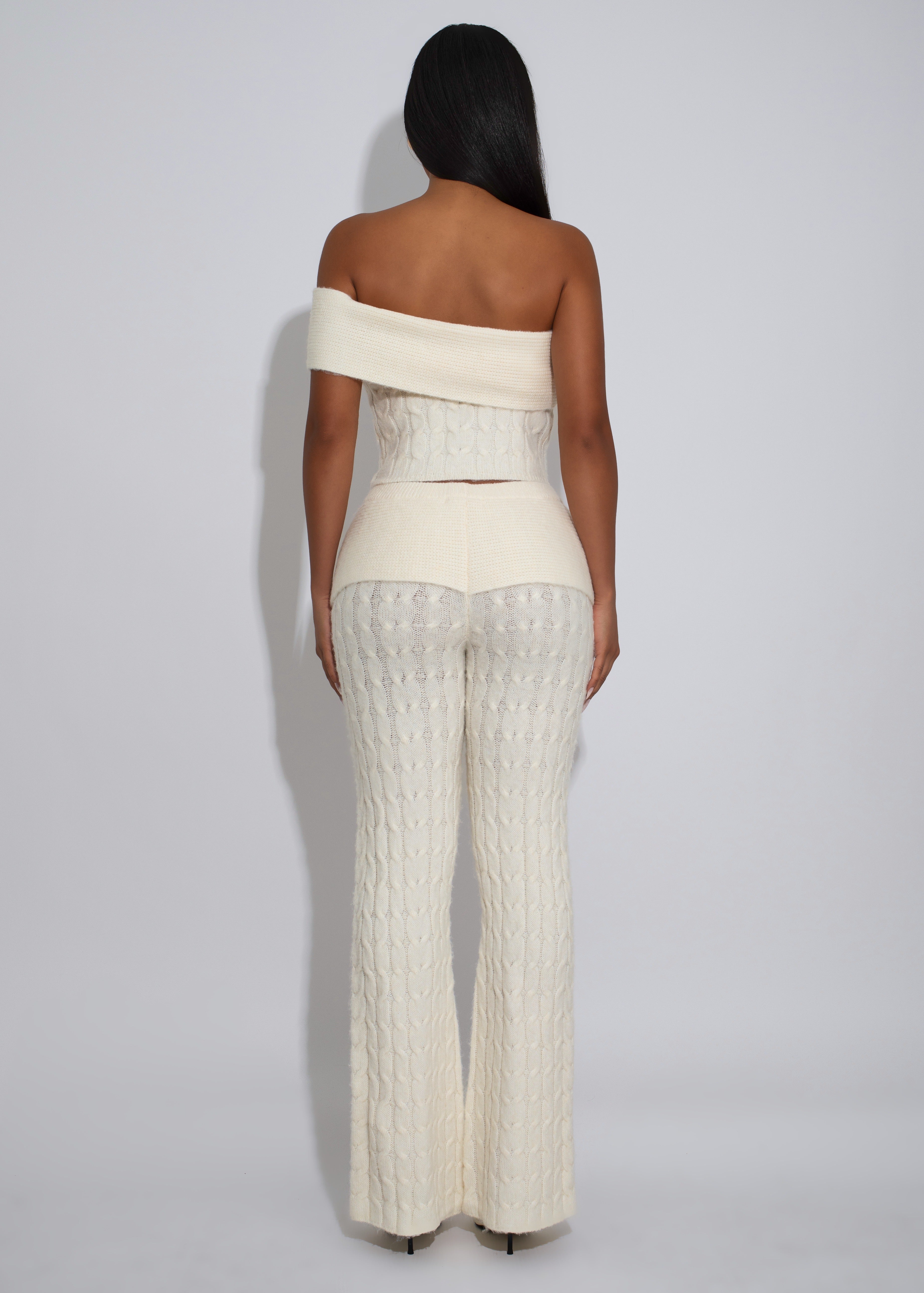 Woven Serenity Knit Pant Set White
