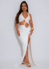 Celestial Poise Ruched Maxi Dress White