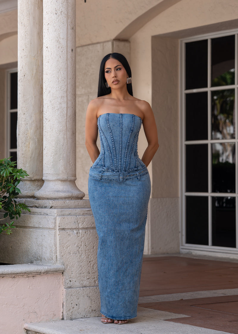 Rivet Muse Midi Dress Denim