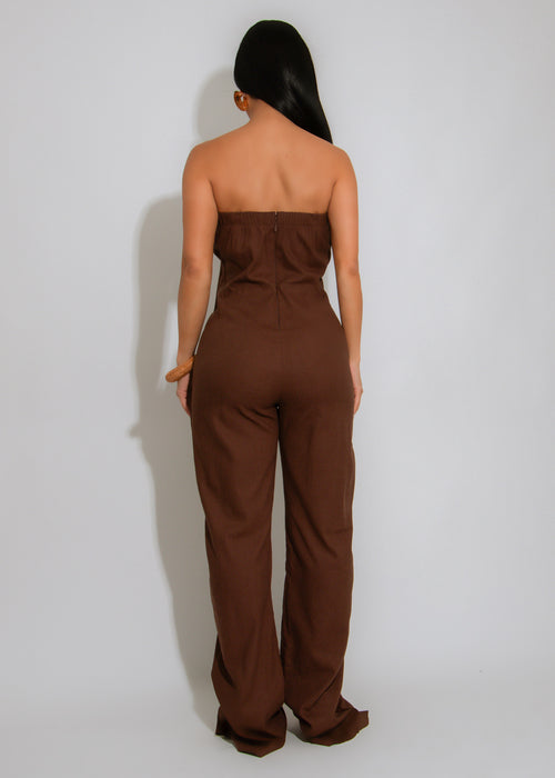 Terra Belted Linen Jumpsuit Brown